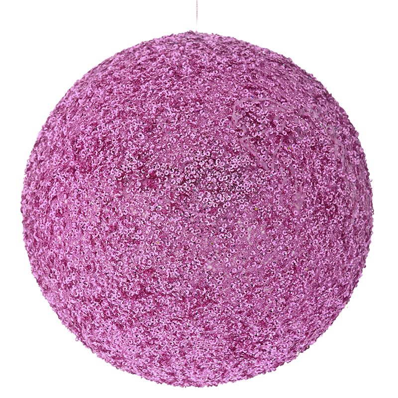 Κρεμαστό Διακοσμητικό Πλαστική Μπάλα με Στρας Ροζ Χρυσό Φ25 εκ.