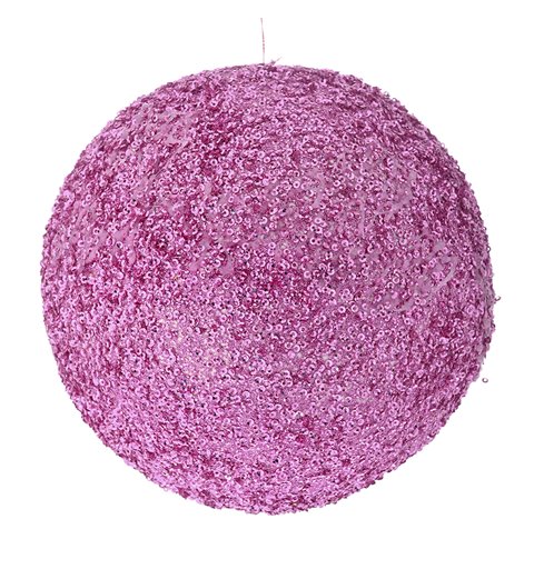 Κρεμαστό Διακοσμητικό Πλαστική Μπάλα με Στρας Ροζ Χρυσό Φ20 εκ.
