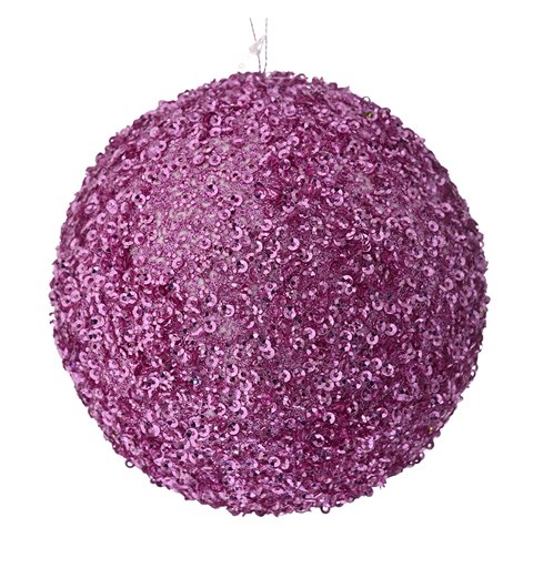 Κρεμαστό Διακοσμητικό Πλαστική Μπάλα με Στρας Ροζ Χρυσό Φ15 εκ.