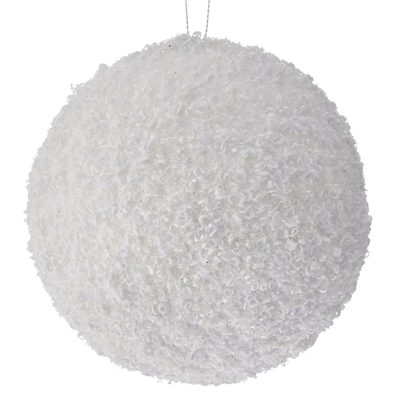 Κρεμαστό Διακοσμητικό Πλαστική Μπάλα με Στρας Λευκή Φ25 εκ.