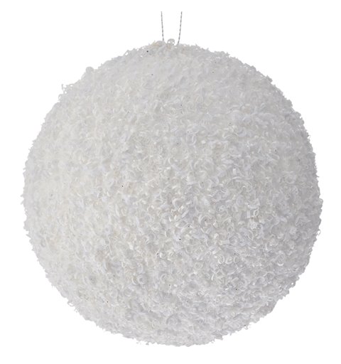 Κρεμαστό Διακοσμητικό Πλαστική Μπάλα με Στρας Λευκή Φ25 εκ.