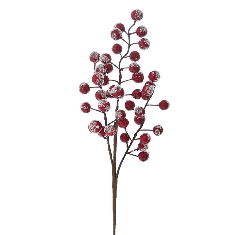 Κλαδί με Χιονισμένα Κόκκινα Berries 43 εκ.