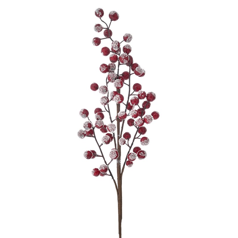 Κλαδί με Χιονισμένα Κόκκινα Berries 60 εκ.