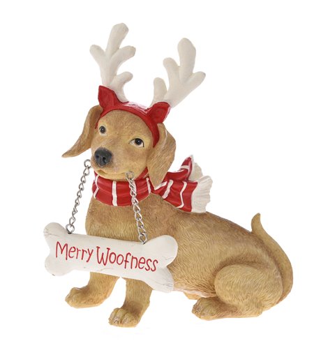 Σκύλος Polyresin Merry Christmas 18x9x20 εκ.