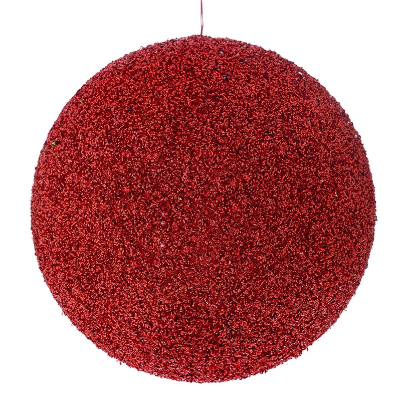 Κρεμαστό Διακοσμητικό Πλαστική Μπάλα με Στρας Κόκκινη 25 εκ. 
