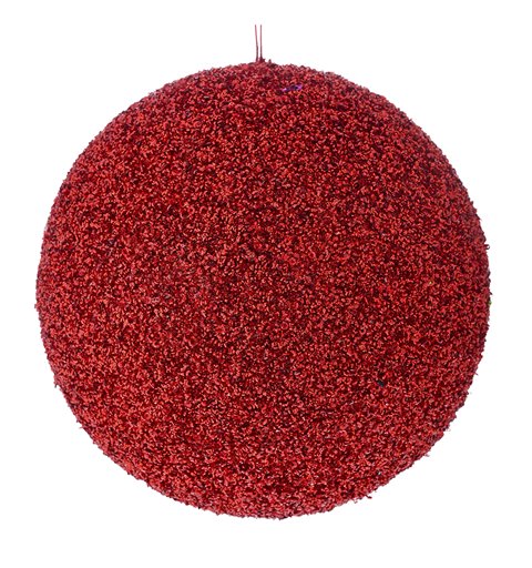 Κρεμαστό Διακοσμητικό Πλαστική Μπάλα με Στρας Κόκκινη 20 εκ. 