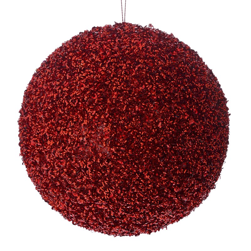 Κρεμαστό Διακοσμητικό Πλαστική Μπάλα με Στρας Κόκκινη 15 εκ. 