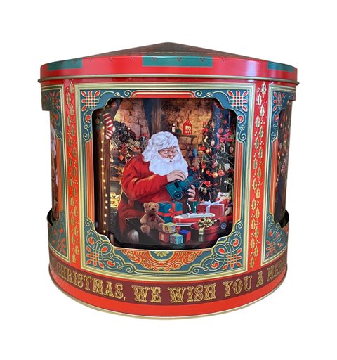 Χριστουγεννιάτικο Διακοσμητικό Μεταλλικό Κουτί Καρουζέλ με Μουσική  