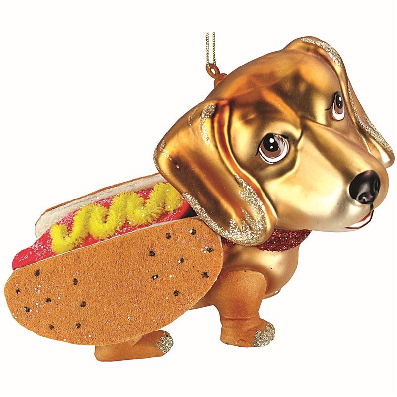 Στολίδι Γυάλινο Σκυλάκι Hotdog 14 εκ.