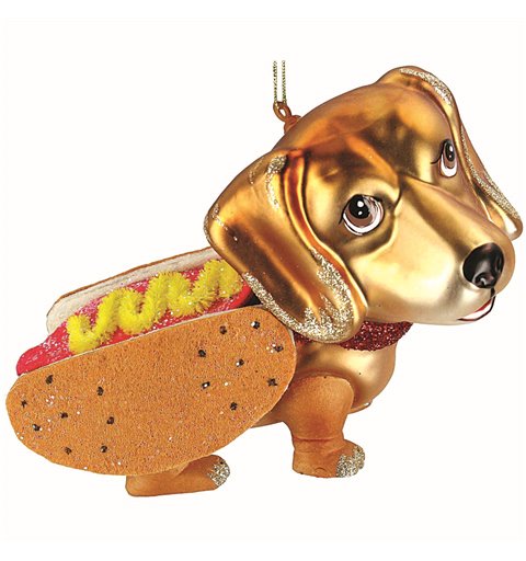 Στολίδι Γυάλινο Σκυλάκι Hotdog 14 εκ.