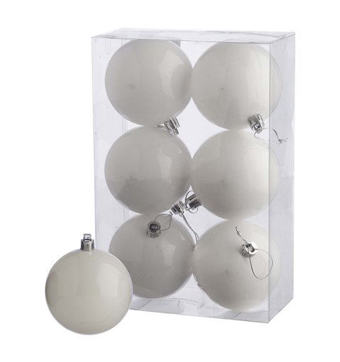 Μπάλα Πλαστική Μονόχρωμη Λευκή Σετ 6 τμχ.8 εκ.