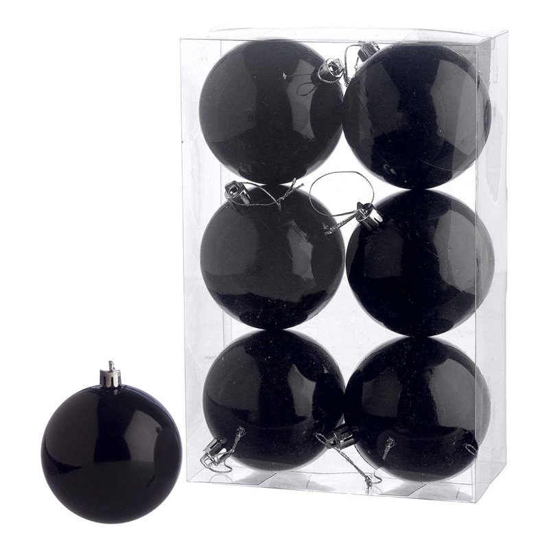 Μπάλα Πλαστική Μονόχρωμη Μαύρη Σετ 6 τμχ. 8 εκ.