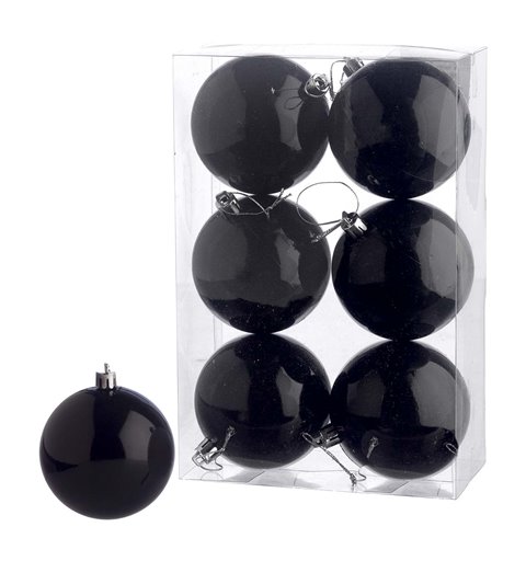 Μπάλα Πλαστική Μονόχρωμη Μαύρη Σετ 6 τμχ. 8 εκ.