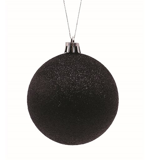Μπάλα Πλαστική Glitter Μαύρη Σετ 12 τμχ. 6 εκ.