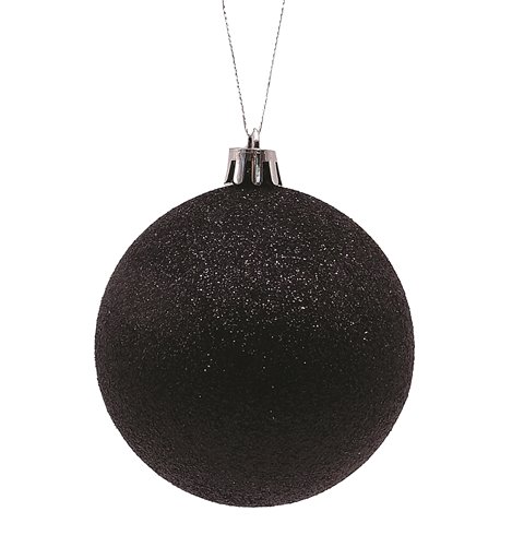 Μπάλα Πλαστική Glitter Μαύρη Σετ 6 τμχ. 8 εκ.