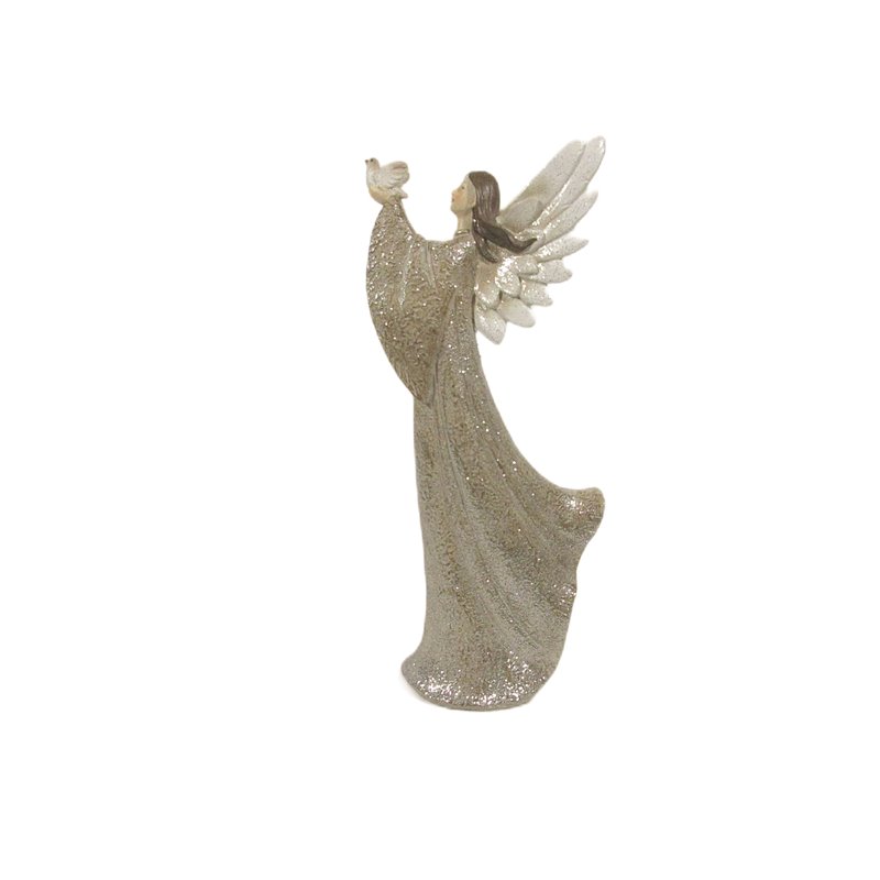 Επιτραπέζιο Διακοσμητικό Polyresin Αγγελος με Περιστέρι 14x10x34 εκ.