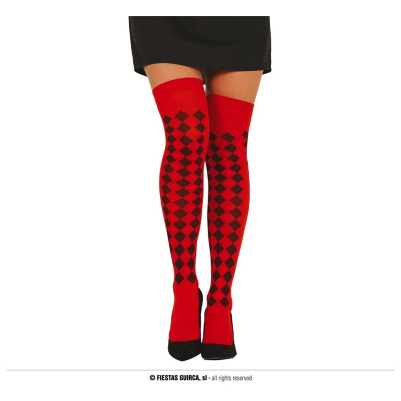 Αποκριάτικο Αξεσουάρ Κάλτσες Καρώ Κόκκινες Μαύρες