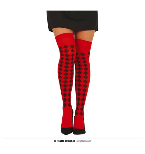 Αποκριάτικο Αξεσουάρ Κάλτσες Καρώ Κόκκινες Μαύρες