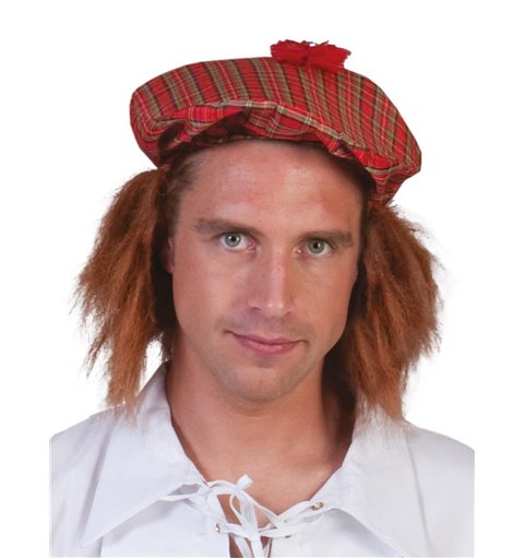 Αποκριάτικο Αξεσουάρ Καπέλο Σκωτσέζου με Μαλλιά
