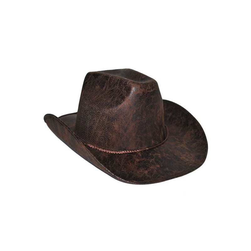 Αποκριάτικο Αξεσουάρ Καπέλο Cowboy Καφέ Deluxe Δερματίνη