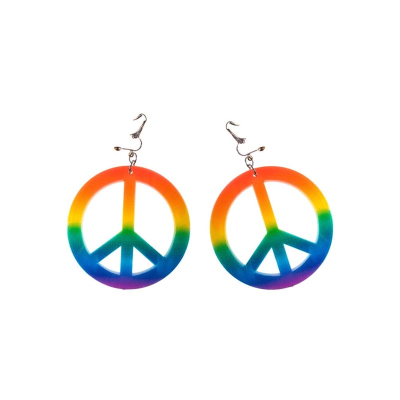 Αποκριάτικο Αξεσουάρ Σκουλαρίκια Hippie με Σήμα Ειρήνης
